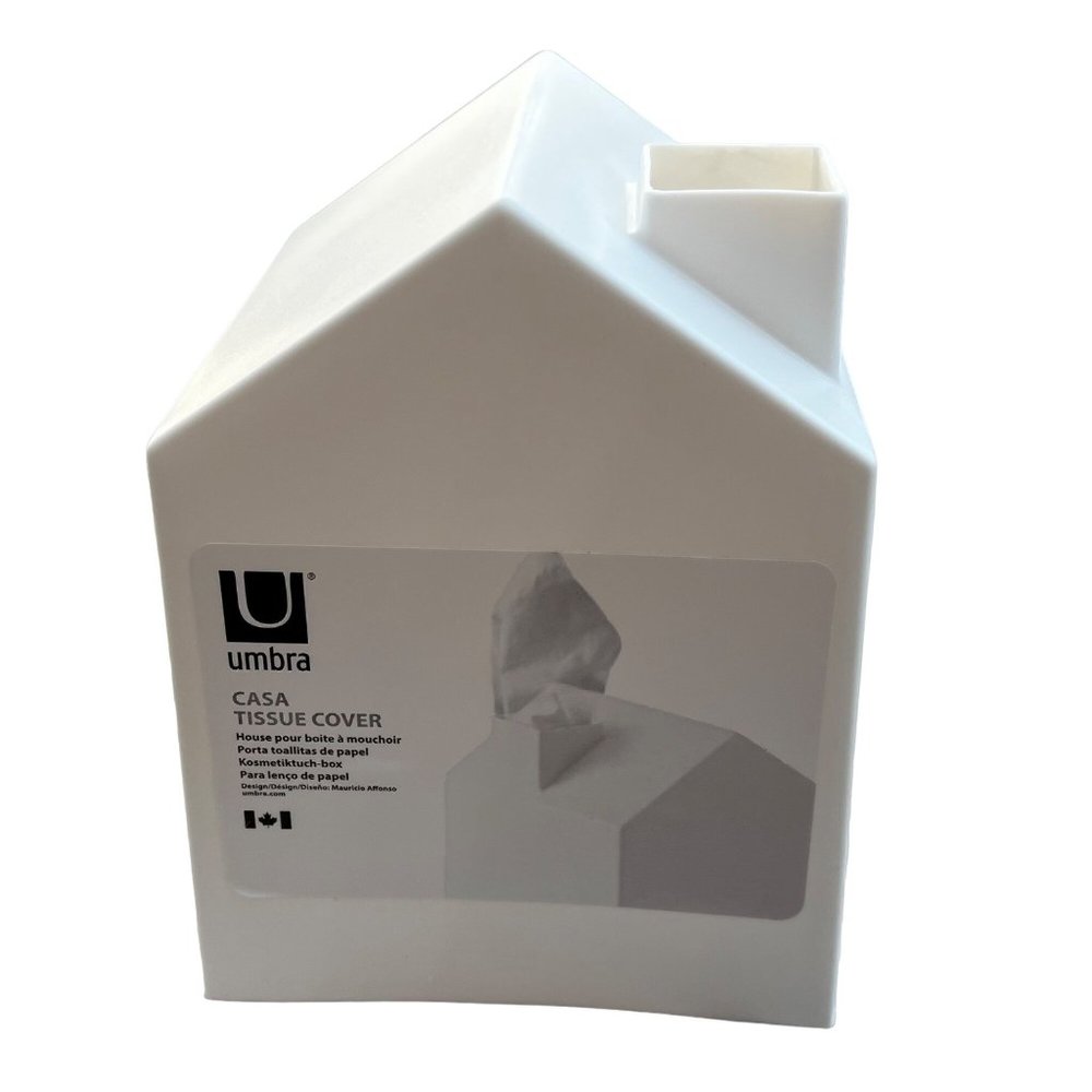 Umbra House Shape Tissue Box Cover Holder White New